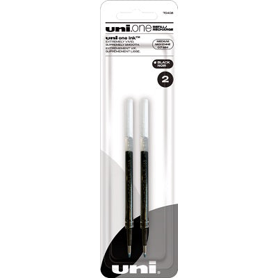 Pen Refill-Uni One Gel, 0.7Mm Black 2/Pack