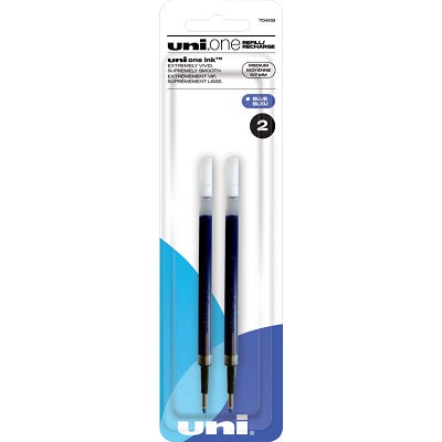 Pen Refill-Uni One Gel, 0.7Mm Blue 2/Pack
