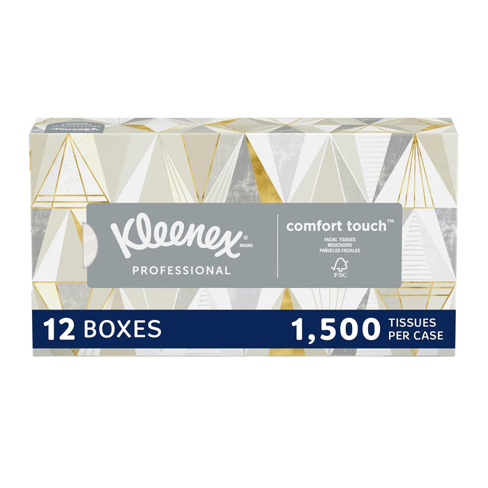 Kleenex Professional Facial Tissue (03076), 2-Ply, White, Flat Facial Tissue Boxes for Business, Convenience Case (125 Tissues/Box, 12 Boxes/Case, 1,500 Tissues/Case)