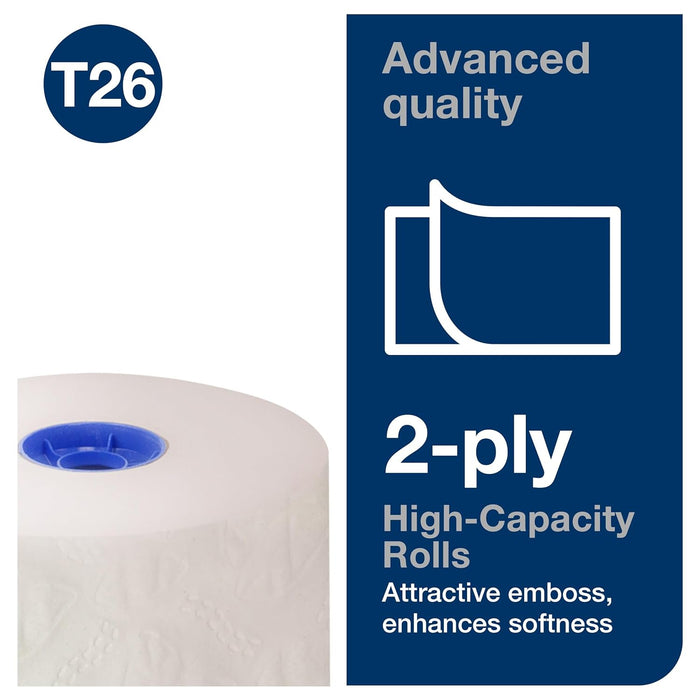 Tork Advanced 110292A High Capacity Bath Tissue Roll, 2-Ply, 3.94" Width x 3.75" Sheet Length, White (Case of 36 Rolls, 1000 per Roll, 36,000 Sheets) Use with Tork 555620, 555628