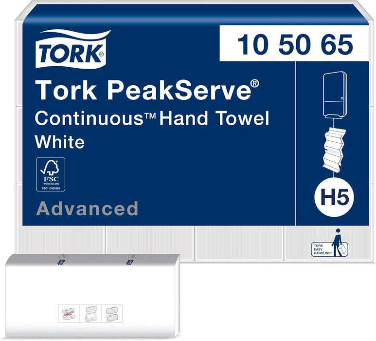 Tork PeakServe® Continuous™ Paper Hand Towels, White, H5 Advanced, 4,920 Sheets, 105065