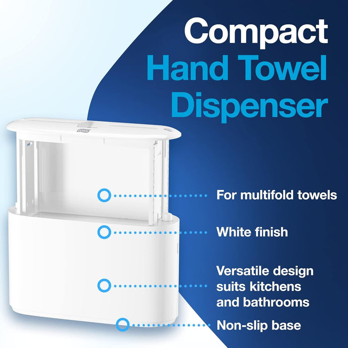 Tork Xpress 302020 Countertop Multifold Hand Towel Dispenser, Plastic, 7.92" Height x 12.68" Width x 4.56" Depth, White (Case of 1) for use with Tork MB550A, MB640, MB540A