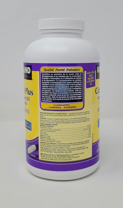 kirkland Signature Calcium Plus with Vitamin D3 & Minerals, 600mg/800IU, 500 tabs