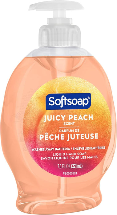 Softsoap Moisturizing Liquid Hand Soap Pump, Juicy Peach, 221 ml | Moisturising Hand Wash | Gentle Cleansing | Natural Hand Soap (Pack of 6)