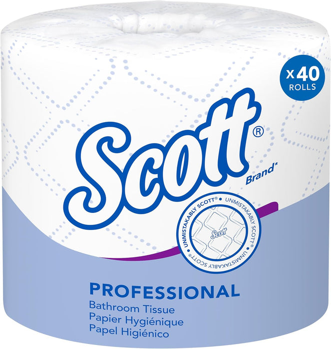 Scott Professional Standard Roll Toilet Paper, Bulk (48040), 2-Ply, Elevated Design, White, Individually Wrapped (40 Rolls of 550 Sheets, 22,000 Sheet Total)