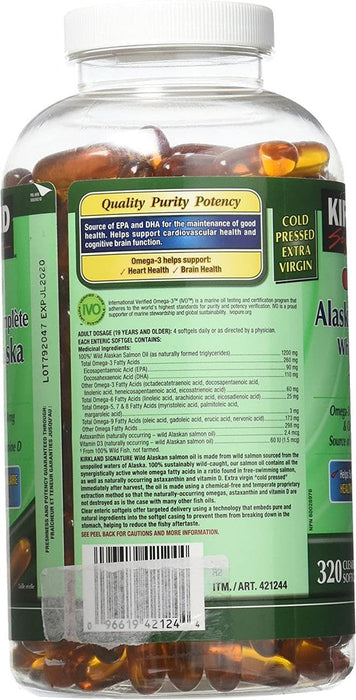 Kirkland Signature 100% Pure Alaskan Salmon Oil 320 Softgels, 320 Count