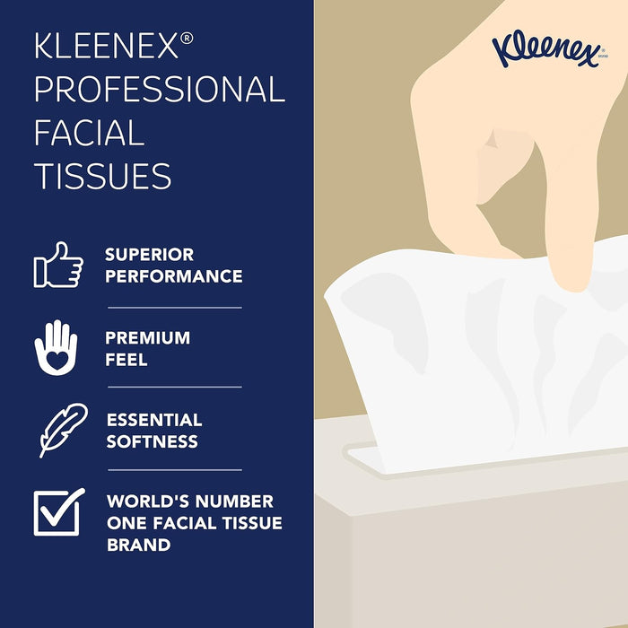 Kleenex Professional Facial Tissue (21606), 2-Ply, White, Flat Facial Tissue Boxes for Business (125 Tissues/Box, 48 Boxes/Case, 6,000 Tissues/Case)