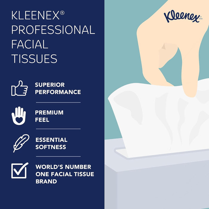Kleenex Professional Facial Tissue (21270), 2-Ply, White, Upright Facial Tissue Cube Boxes for Business (90 Tissues/Box, 36 Boxes/Case, 3,240 Tissues/Case)