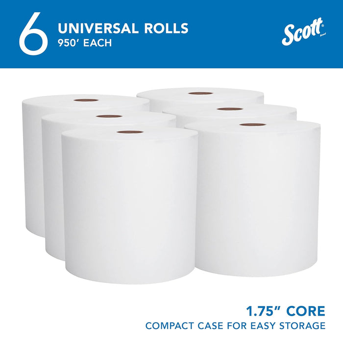 Scott® Essential High Capacity Hard Roll Paper Towels (02000), 1.75" Core, White, Compact Case for Easy Storage, (6 Rolls/Case, 950'/Roll, 5,700'/Case)