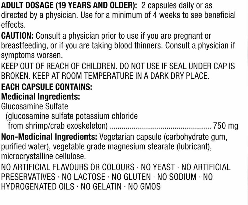 Kirkland Signature™ Glucosamine Sulfate 750 mg - 420 vegetarian capsules