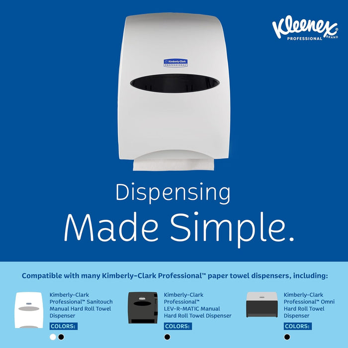 Kleenex® Universal Hard Roll Paper Towels (01080), 1.5" Core, with Premium Absorbency Pockets™, White, (12 Rolls/Case, 425'/Roll, 5,100'/Case)