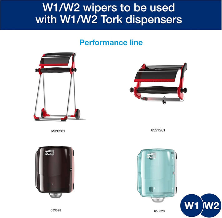 Tork 13244101 Industrial Paper Wiper, Centerfeed, 4-Ply, 11.0" Width x 492' Length, Blue (Case of 2 Rolls, 375 per Roll, 750 Wipers per Case) Use with Tork 6520281, 6521281, 653020 or 653028