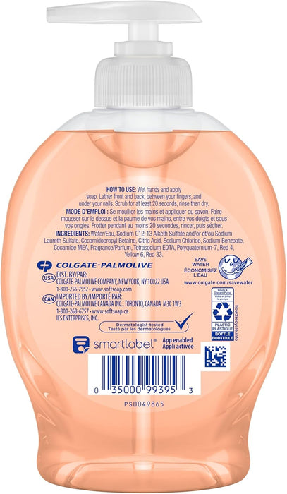 Softsoap Moisturizing Liquid Hand Soap Pump, Juicy Peach, 221 ml | Moisturising Hand Wash | Gentle Cleansing | Natural Hand Soap (Pack of 6)