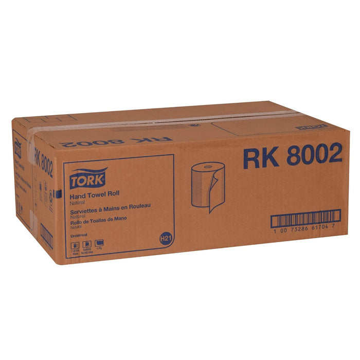 Tork Universal RK8002 Hardwound Paper Roll Towel, 1-Ply, 7.875" Width x 800' Length, Natural, Green Seal Certified (Case of 6 Rolls, 800 per Roll, 4,800 Feet)