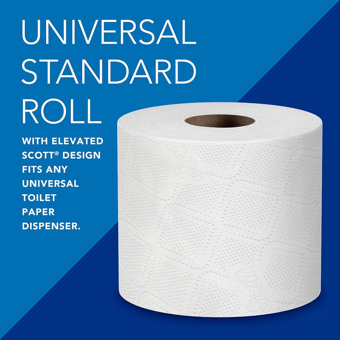 Scott® Professional 100% Recycled Fiber Standard Roll Toilet Paper (13217), with Elevated Design, 2-Ply, White, Individually Wrapped Rolls, (473 Sheets/Roll, 80 Rolls/Case, 37,840 Sheets/Case)