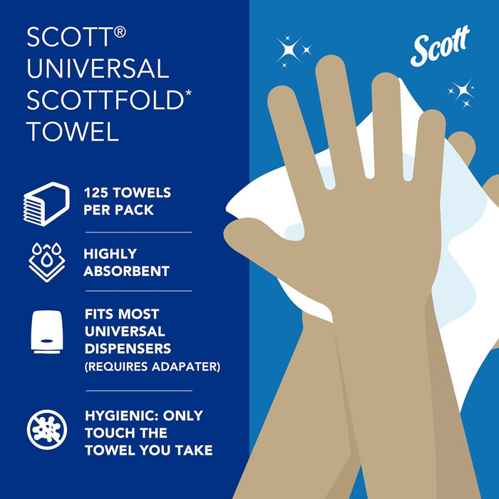 Scott® Pro™ Scottfold™ Multifold Paper Towels (01960), with Absorbency Pockets™, 7.8" x 12.4" Sheets, White, (175 Sheets/Pack, 25 Packs/Case, 4,375 Sheets/Case)