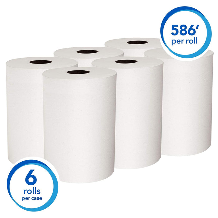 Scott Slimroll Hard Roll Paper Towels (12388) with Fast-Drying Absorbency Pockets, White, 6 Rolls/Case, 580'/Roll