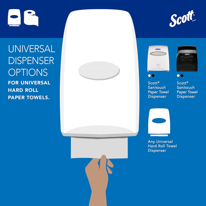 Scott Essential Universal High-Capacity Hard Roll Towels (01005), with Absorbency Pockets, 1.5" Core, White, (1,000'/Roll, 6 Rolls/Case, 6,000'/Case)