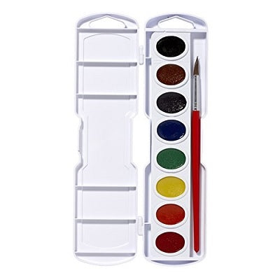 Paint-Watercolour 8 Oval Pan Colours With #9 Brush