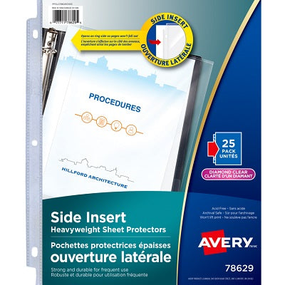 Sheet Protector-Side Insert, Clear 25/Pack