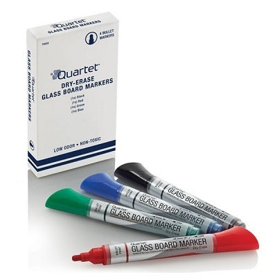 Marker-Glass Board, Quartet Bullet Tip, 4 Colours