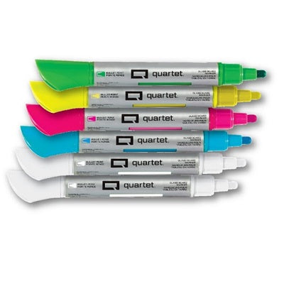 Marker-Dry Erase, Glass Board, Quartet Bullet, Neon  6/Pk