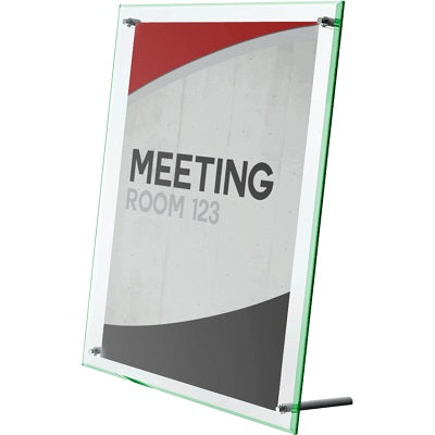 Sign Holder-Beveled, 5 X 7 Green Tint Edge Look