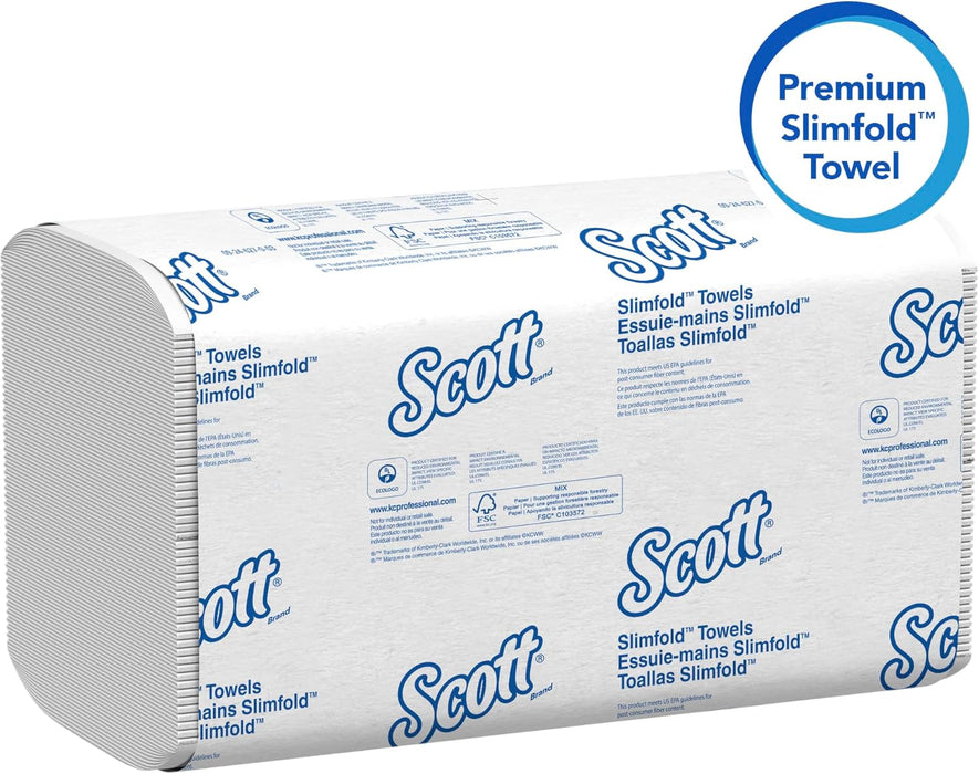 Scott Pro Slimfold Paper Towels (04442), with Fast-Drying Absorbency Pockets, White, for Compatible Kimberly-Clark Professional Dispensers (90 Towels/Pack, 24 Packs/case, 2,160 Towels/case)