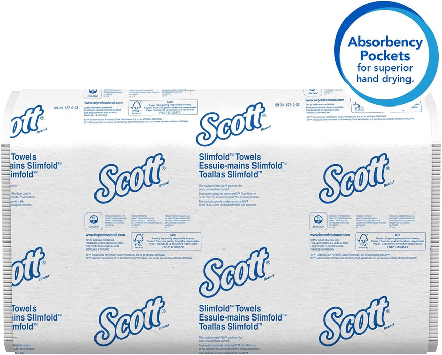 Scott Pro Slimfold Paper Towels (04442), with Fast-Drying Absorbency Pockets, White, for Compatible Kimberly-Clark Professional Dispensers (90 Towels/Pack, 24 Packs/case, 2,160 Towels/case)