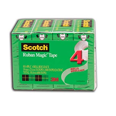Tape-Transparent Magic 19Mmx25.4M Boxed 4-Pack