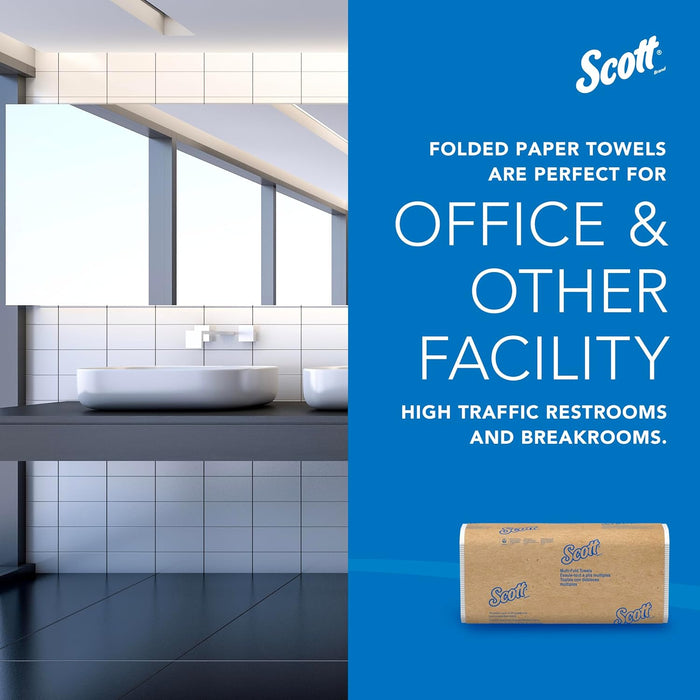 Scott Professional Universal Multifold Paper Towels, Bulk (03650), Absorbency Pockets, White, 9.2"x9.4" Towel, White, Compressed, Compact (250 Sheets/Pack, 12 Packs/Case, 3,000 Sheet Total)