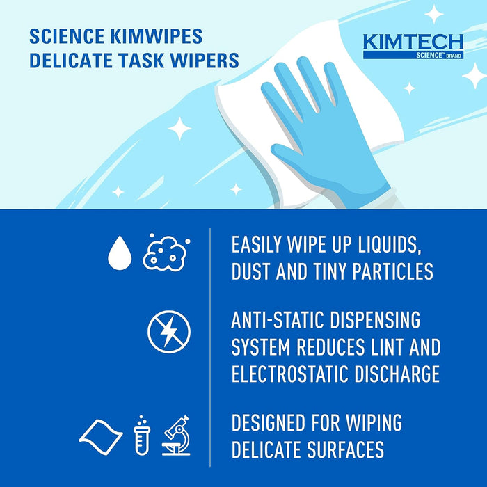 Kimtech Science™ Kimwipes® Delicate Task Wipes (34120), Pop-Up Box, White (286 Sheets/Box, 30 Boxes/Case, 8,580 Sheets/Case)