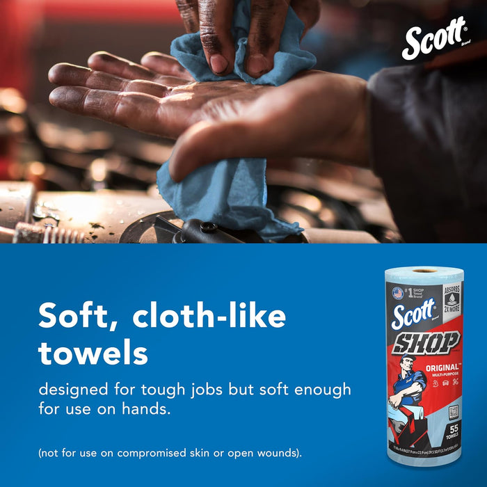 Scott® Shop Towels Original (75147), Blue, (55 Towels/Roll, 12 Rolls/Case, 660 Towels/Case)