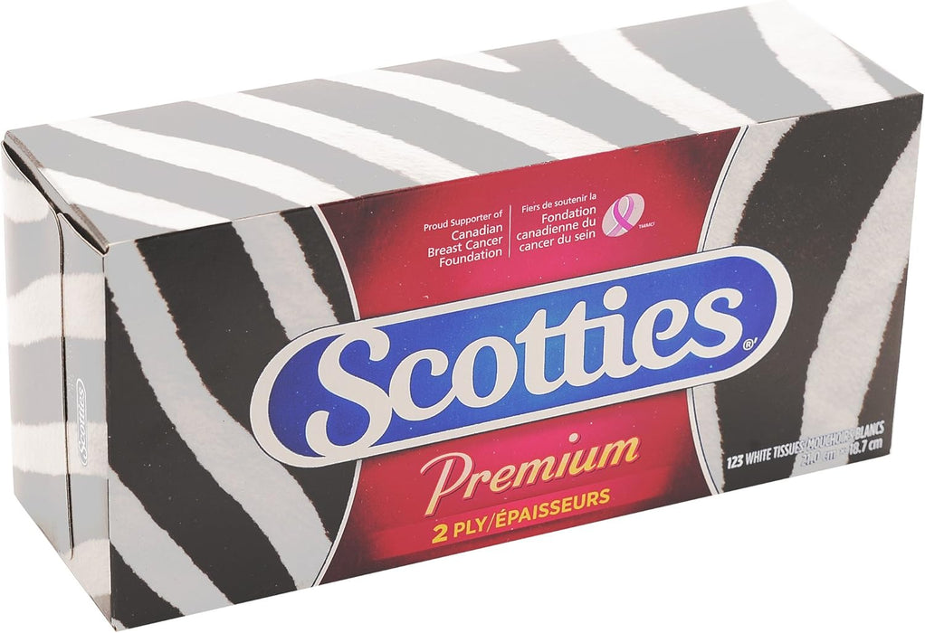 Scotties 2-Ply Premium Facial Tissue, Low Profile Box, 123 Count (Pack of 20)