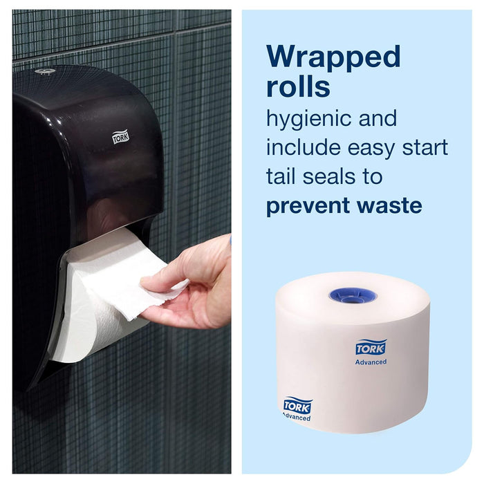 Tork Advanced 110292A High Capacity Bath Tissue Roll, 2-Ply, 3.94" Width x 3.75" Sheet Length, White (Case of 36 Rolls, 1000 per Roll, 36,000 Sheets) Use with Tork 555620, 555628