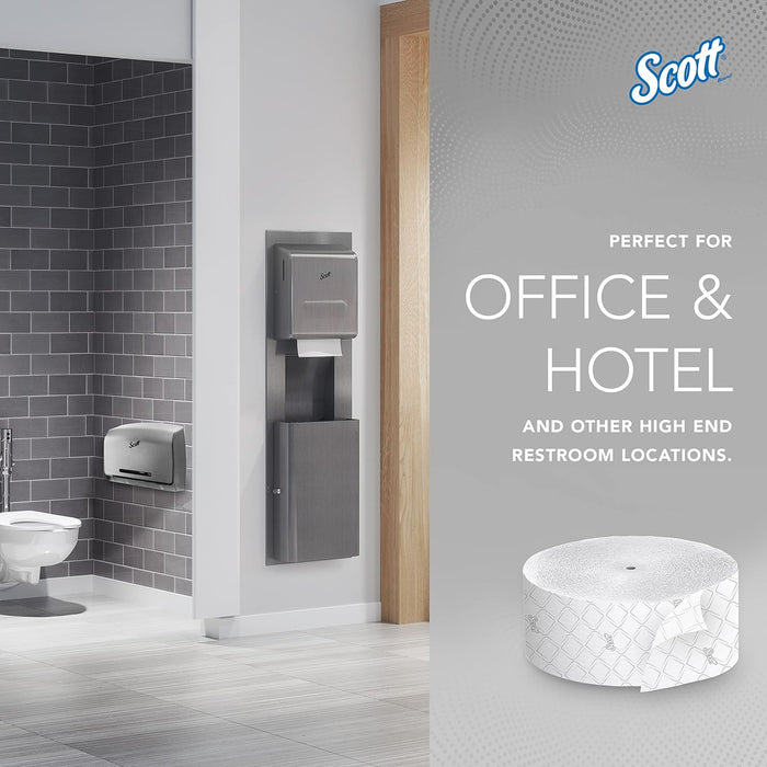 Scott® Essential Jumbo Roll Coreless Toilet Paper (07006), 2-Ply, White, 12 Rolls/Case, 1,150' / Roll, 13,800' / Case