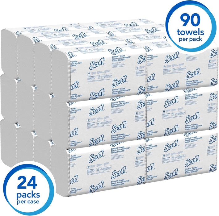 Scott Pro Slimfold Paper Towels (04442), with Fast-Drying Absorbency Pockets, White, for Compatible Kimberly-Clark Professional Dispensers (90 Towels/Pack, 24 Packs/case, 2,160 Towels/case)