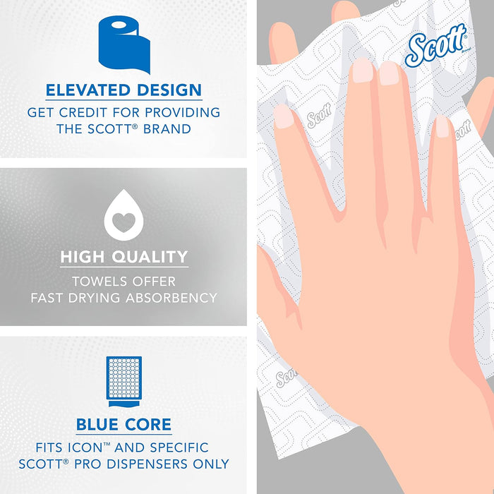 Scott Professional Pro High-Capacity Hard Roll Paper Towels, Bulk (53925), Hardwound, Elevated Design, Absorbency Pockets, for ScottBrand Blue Core Dispensers (6 Rolls at 700' Each, 4,200'/Case)