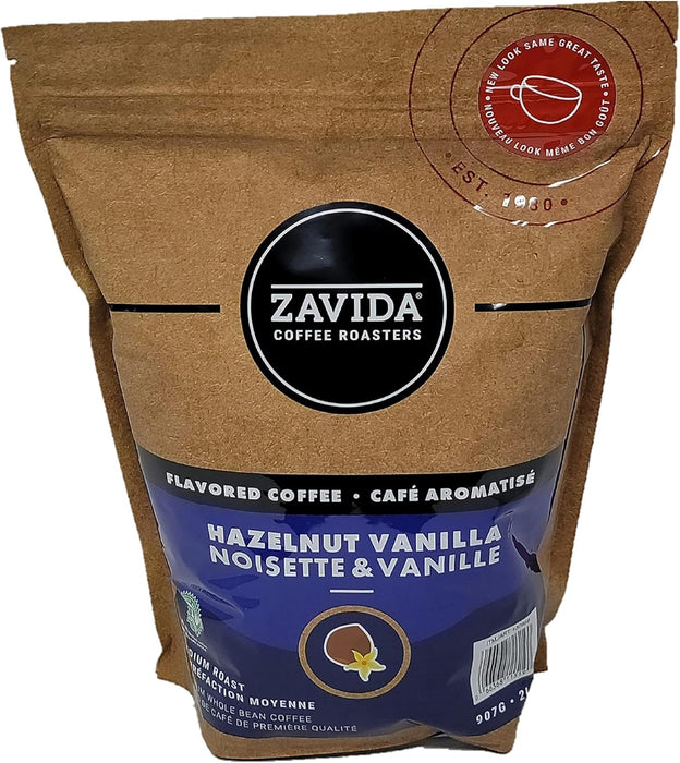 ZAVIDA Hazelnut Vanilla Hall Bean Coffee Beans 907g Flavored Coffee