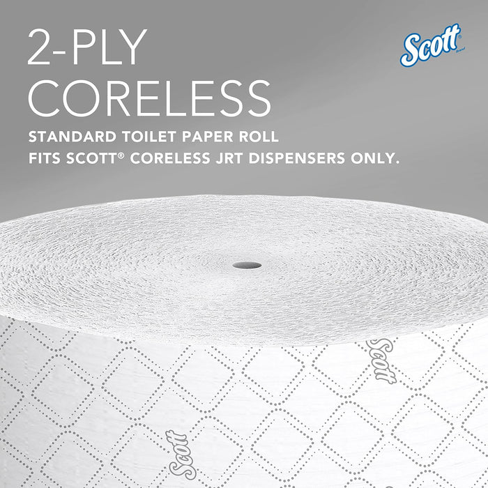 Scott® Essential Jumbo Roll Coreless Toilet Paper (07006), 2-Ply, White, 12 Rolls/Case, 1,150' / Roll, 13,800' / Case