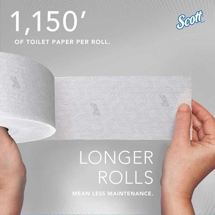 Scott® Essential Jumbo Roll Coreless Toilet Paper (07006), 2-Ply, White, 12 Rolls/Case, 1,150' / Roll, 13,800' / Case