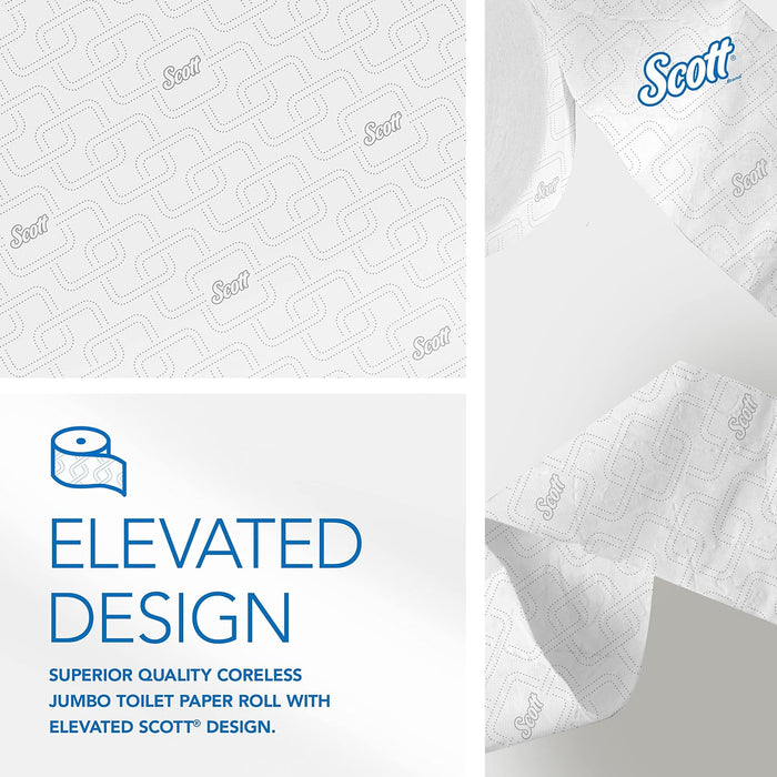 Scott® Essential Jumbo Roll Coreless Toilet Paper (07006), 2-Ply, White, 12 Rolls/Case, 1,150' / Roll, 13,800' / Case