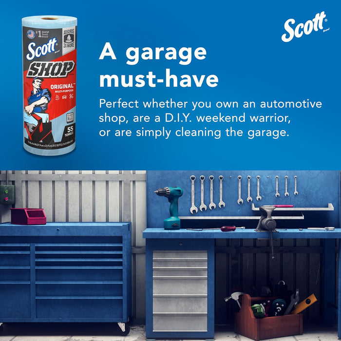 Scott® Shop Towels Original (75147), Blue, (55 Towels/Roll, 12 Rolls/Case, 660 Towels/Case)