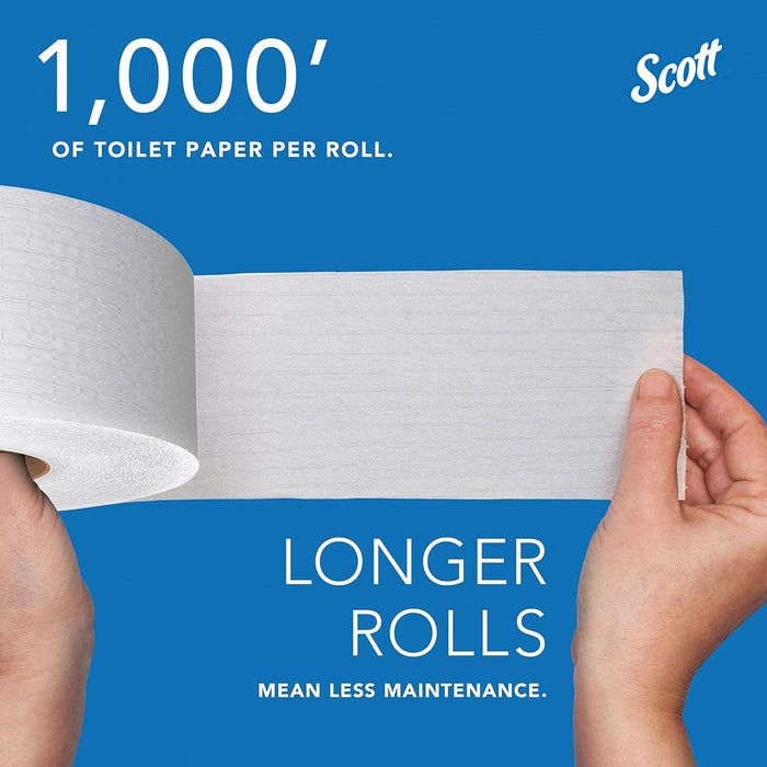 Scott® 100% Recycled Fiber High-Capacity Jumbo Roll Toilet Paper (67805), 2-Ply, White, Non-Perforated, (1,000'/Roll, 12 Rolls/Case, 12,000'/Case)
