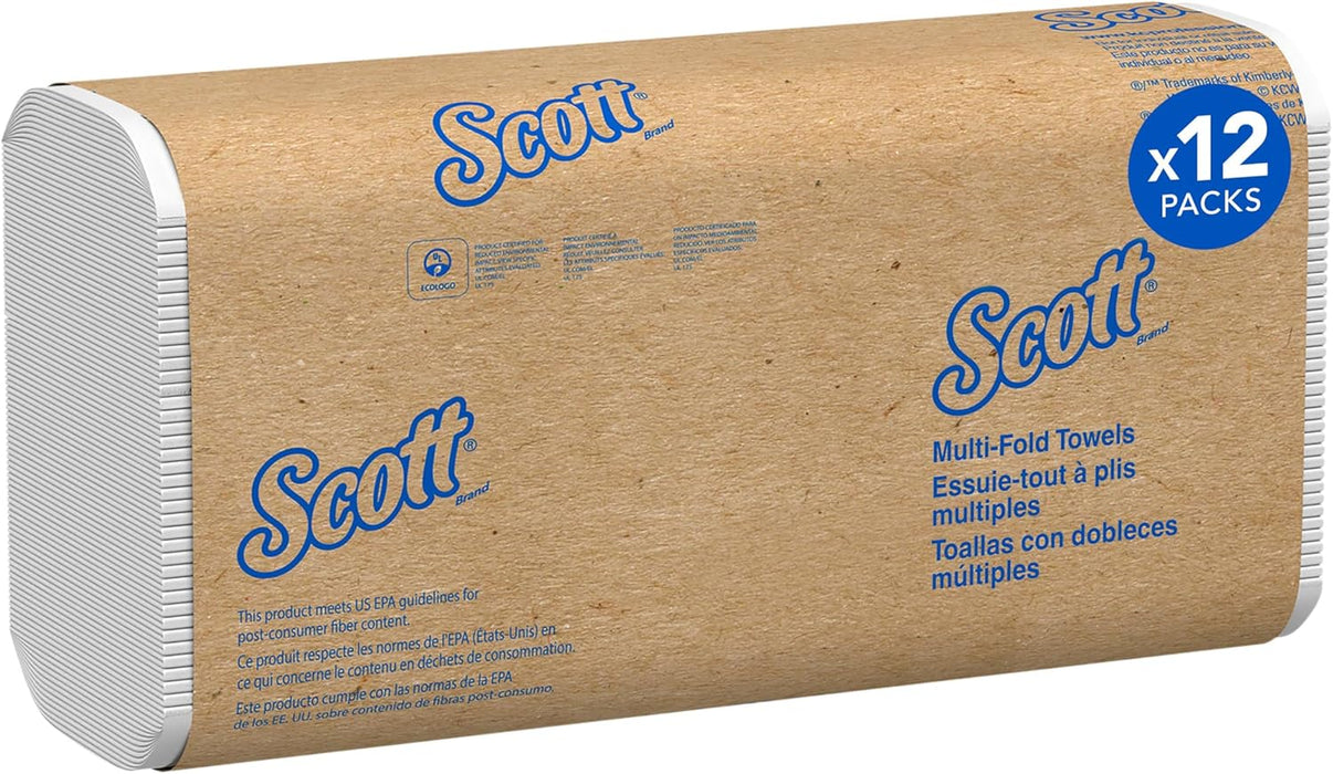 Scott Professional Universal Multifold Paper Towels, Bulk (03650), Absorbency Pockets, White, 9.2"x9.4" Towel, White, Compressed, Compact (250 Sheets/Pack, 12 Packs/Case, 3,000 Sheet Total)