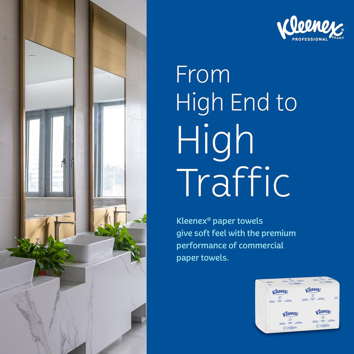 Kleenex Professional Multifold Paper Towels (01890), White, 16 Packs/Case, 150 Tri Fold Paper Towels/Pack, 2,400 Towels/Case