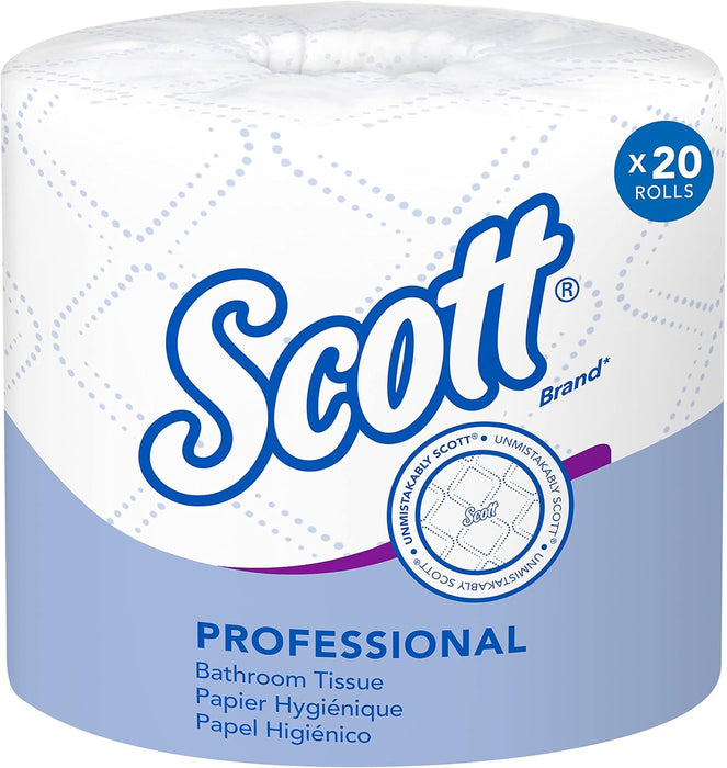 Scott Professional Standard Roll Toilet Paper, Bulk (13607), 2-Ply, Elevated Design, White, Individually Wrapped, Compact for Easy Storage (20 Rolls of 550 Sheets, 11,000 Sheet Total)