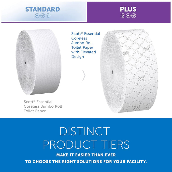 Scott® Essential Jumbo Roll Coreless Toilet Paper (07006), 2-Ply, White, 12 Rolls/Case, 1,150' / Roll, 13,800' / Case