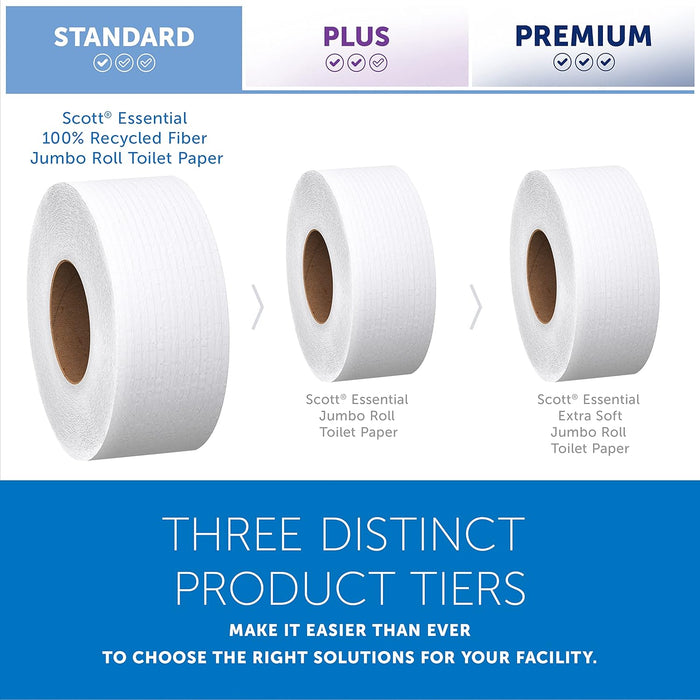 Scott® 100% Recycled Fiber High-Capacity Jumbo Roll Toilet Paper (67805), 2-Ply, White, Non-Perforated, (1,000'/Roll, 12 Rolls/Case, 12,000'/Case)