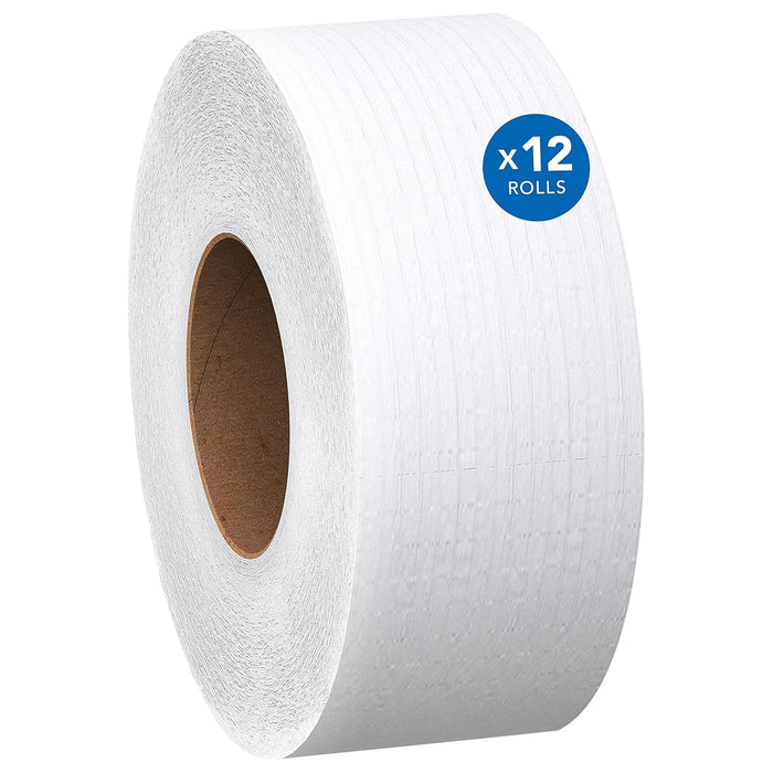 Scott Professional High-Capacity Jumbo Roll Toilet Paper, Bulk (07805), 2-Ply, White, Non-Perforated (12 Rolls at 1,000' Each, 12,000'/Case)